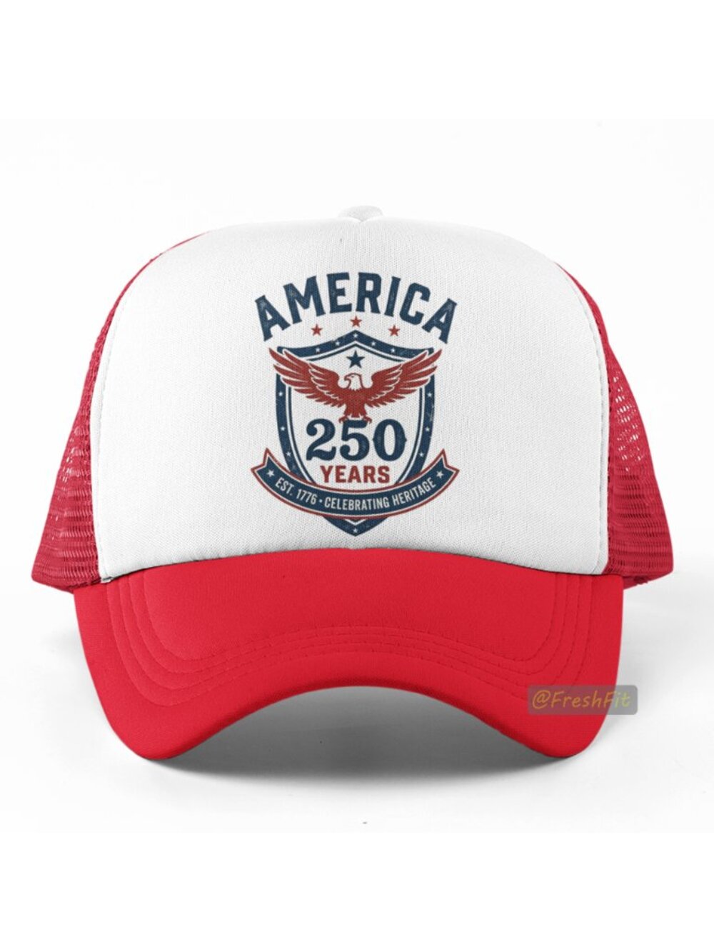 🆕America 250 Years Heritage Red/White Foam Trucker Hat Mesh Snapback Cap